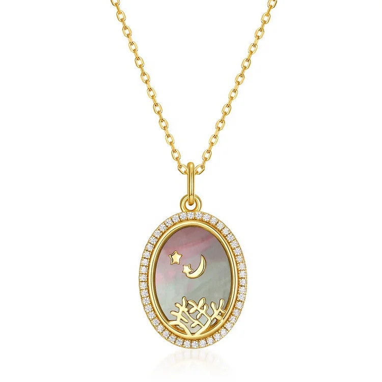 Hot Selling Silver Jewelry Ladies Oval Coin Necklace Fashion Black Shell Moon & Star Pendant 925 Sterling Silver Jewelry
Hot Selling Silver Jewelry Ladies Oval Coin Necklace Fashion Black Shell Moon & Star Pendant 925 Sterling Silver Jewelry