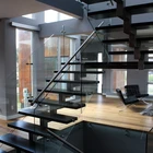 Decorative Solid Wood Stair Tread Straight Staircase