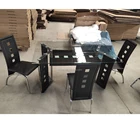 Popular factory home furniture tempered glass top dining room table set modern design cheap dining table with chairs