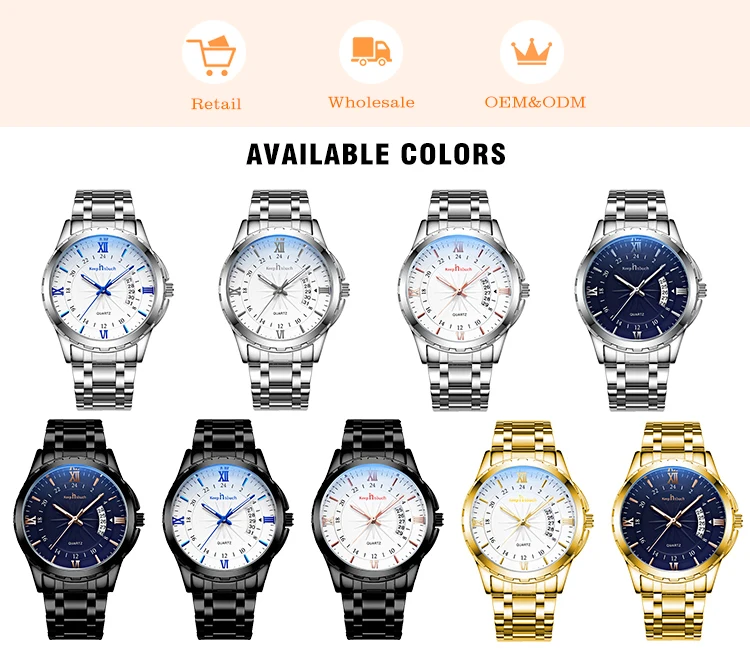 Hot Sale Heren Luxe Roestvrij Stalen Horloges Waterdicht Quartz Gouden horloge