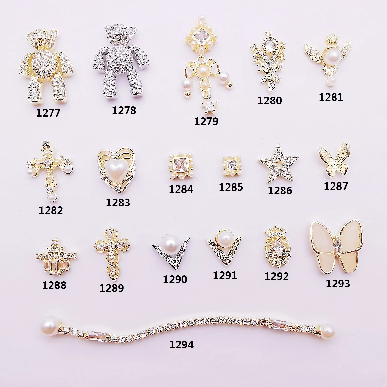 Nail jewelry manufacturers supply alloy zircon diamond bear butterfly nail art decorations, Gold
Nail jewelry manufacturers supply alloy zircon diamond bear butterfly nail art decorations, Gold