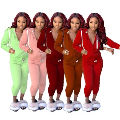 Wholesale hooded two piece set jogging sport casual autumn winter sweatsuit set for women, 12 colors
Wholesale hooded two piece set jogging sport casual autumn winter sweatsuit set for women, 12 colors