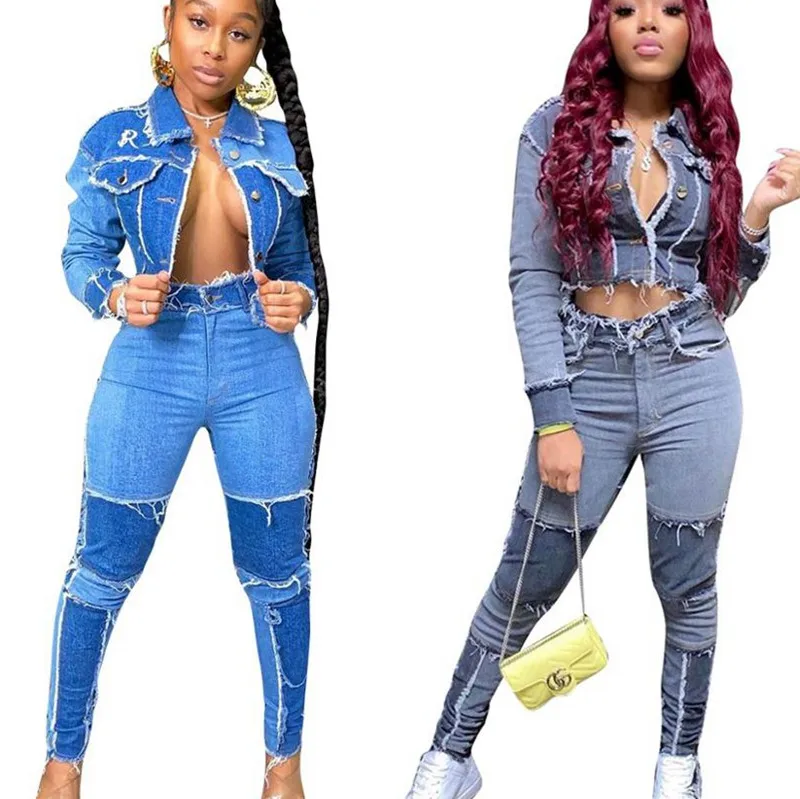 2021 Active Wear Women Denim Patchwork Jackets Jeans Pants Suit Tracksuit Two Piece Matching Set Fitness Outfits, Picture
2021 Active Wear Women Denim Patchwork Jackets Jeans Pants Suit Tracksuit Two Piece Matching Set Fitness Outfits, Picture