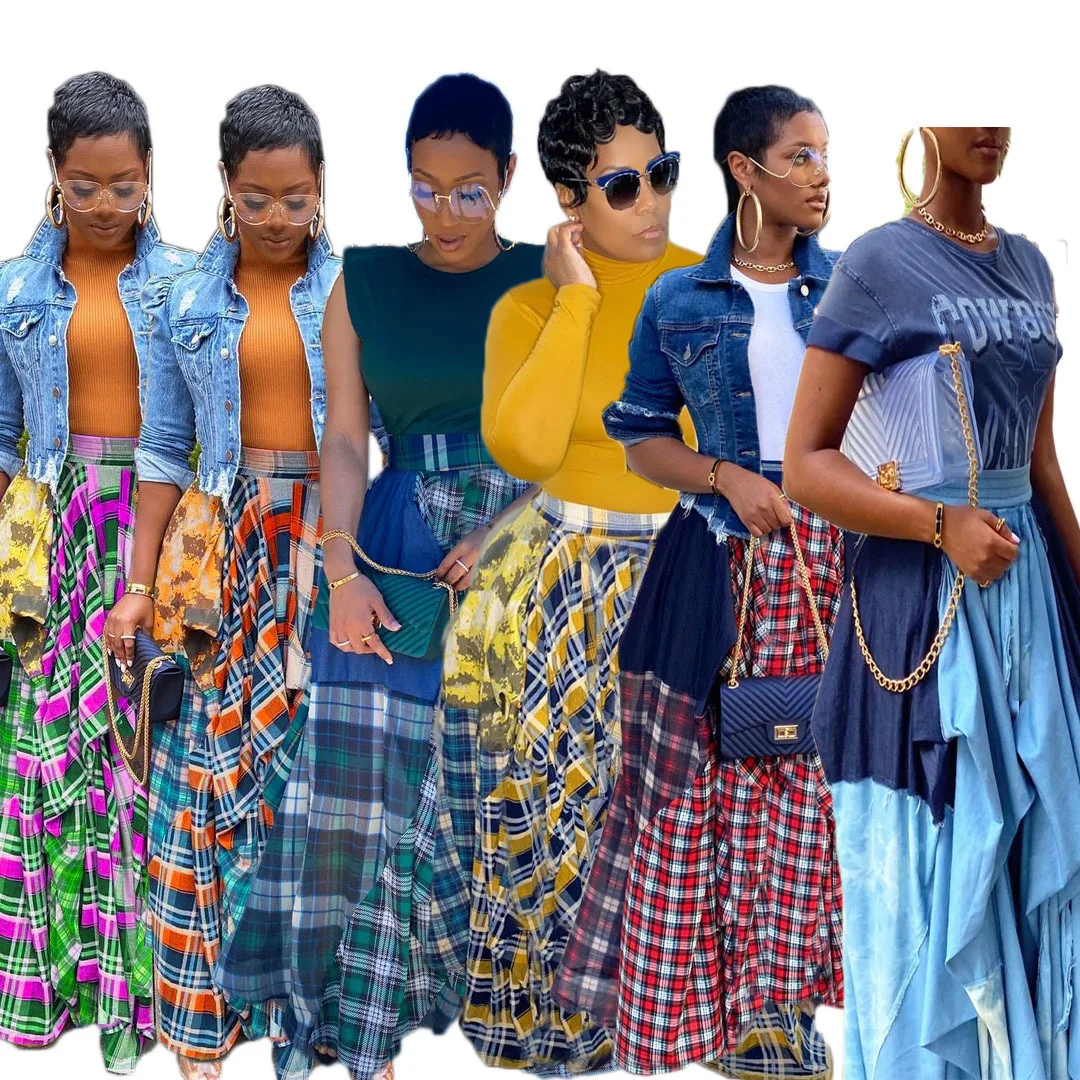 Autumn Summer Maxi Skirt Plaid Printed Elastic Waist Loose Lady Skirt Street Wear Ladies Dress Casual Plus Size Womens Skirts
Autumn Summer Maxi Skirt Plaid Printed Elastic Waist Loose Lady Skirt Street Wear Ladies Dress Casual Plus Size Womens Skirts