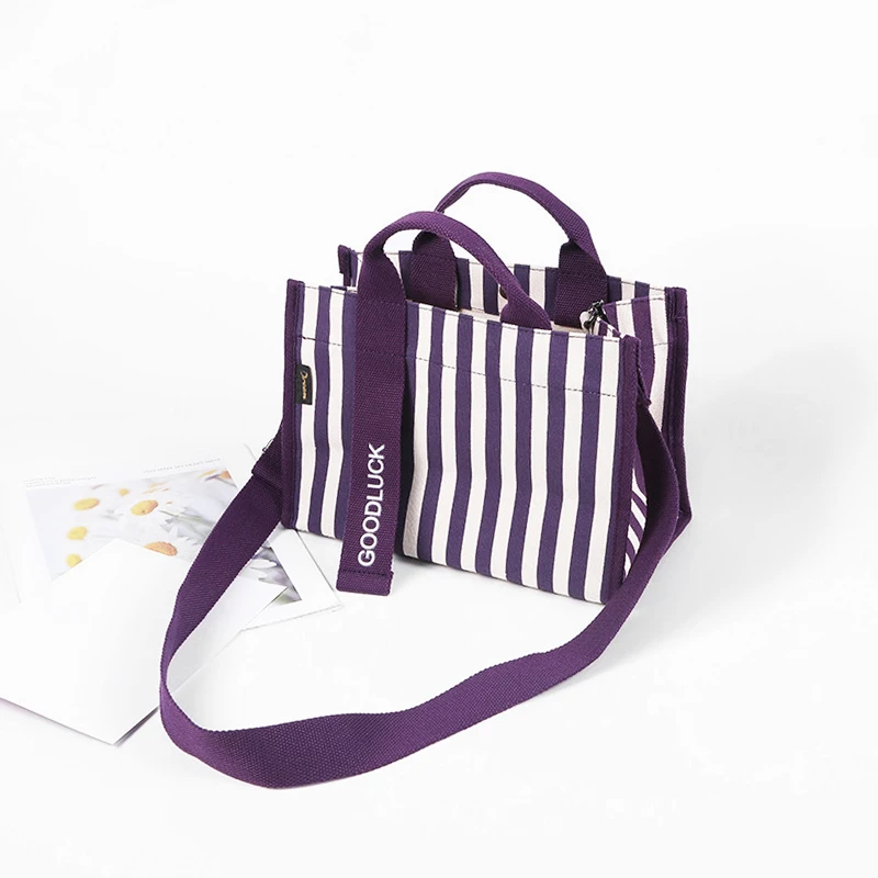 2021 new arrivals Striped Leisure Women Crossbody Canvas shopping bag tote bags with custom printed logo, Customized color
2021 new arrivals Striped Leisure Women Crossbody Canvas shopping bag tote bags with custom printed logo, Customized color