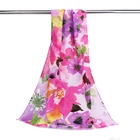 Watercolor print long scarf custom polyester neckerchief patchwork crinkle shawl twill spring scarves women hijab