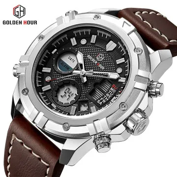 GOLDEN HOUR GH-111 Watch Luxury Waterproof Leather Watches Men Wrist Casual LED Double Display Wristwatches Relogio Masculino, 3-colors
GOLDEN HOUR GH-111 Watch Luxury Waterproof Leather Watches Men Wrist Casual LED Double Display Wristwatches Relogio Masculino, 3-colors