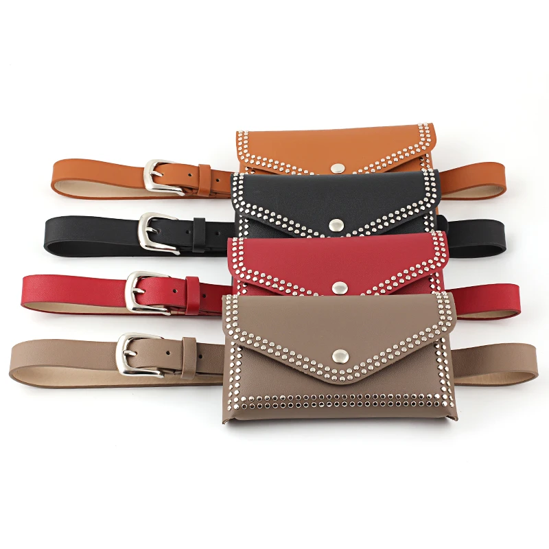 Lady Leather Fanny Pack Removable Belt Metal Spike Studded Waist Pouch Fashion Womens Belt Bags
Lady Leather Fanny Pack Removable Belt Metal Spike Studded Waist Pouch Fashion Womens Belt Bags