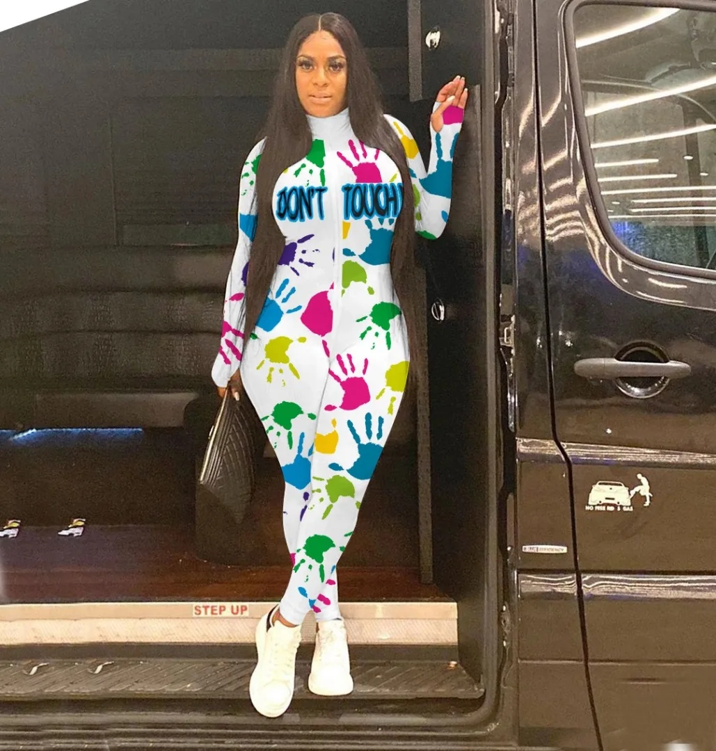 High Quality Long Sleeve Zipper Multi-colored Palms and Letter Printed Rib Jumpsuit With Finger Hole, One color
High Quality Long Sleeve Zipper Multi-colored Palms and Letter Printed Rib Jumpsuit With Finger Hole, One color