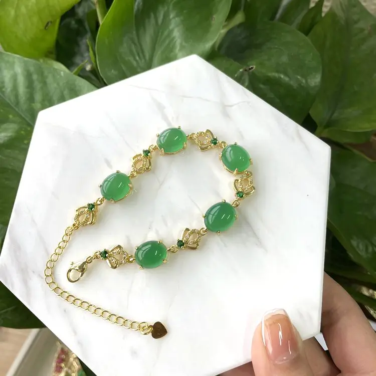 2021 Trendy Women Gold Plated Charm Bracelet Natural Stone Green Jade Bracelet Bangles Jewelry
2021 Trendy Women Gold Plated Charm Bracelet Natural Stone Green Jade Bracelet Bangles Jewelry