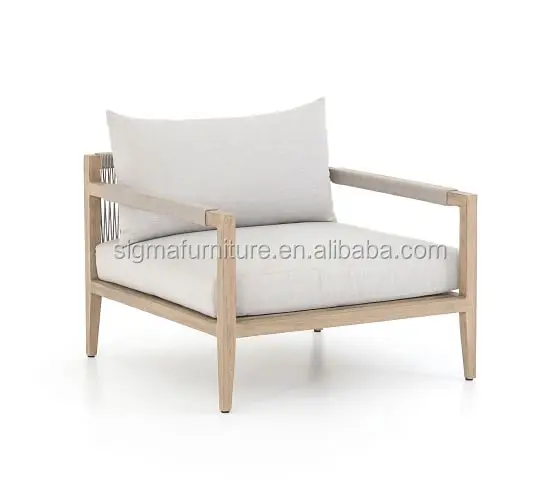 New arrival all weather outdoor furniture patio garden courtyard teak solid wood lounge chaise armchair