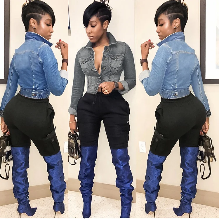 Plus size s-3xl short fall female workout wear coats and denim women jean jacket
Plus size s-3xl short fall female workout wear coats and denim women jean jacket