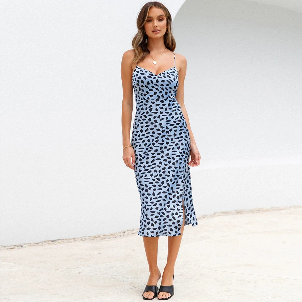 Ladies Summer Dress Women Sexy V neck Spaghetti Strap Casual Dress Sexy Hem Slit Ladies Dresses Women Clothing Wholesale
Ladies Summer Dress Women Sexy V neck Spaghetti Strap Casual Dress Sexy Hem Slit Ladies Dresses Women Clothing Wholesale