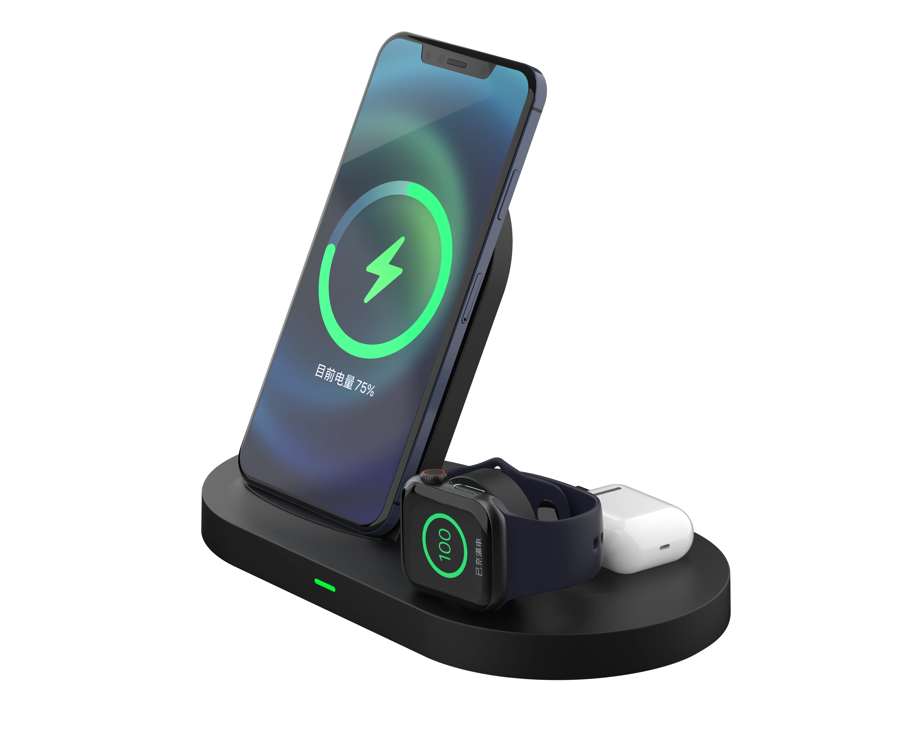 Custom logo 3 in 1 portable magnetic wireless fast charger station 15W 3 in 1 stand, Black
Custom logo 3 in 1 portable magnetic wireless fast charger station 15W 3 in 1 stand, Black