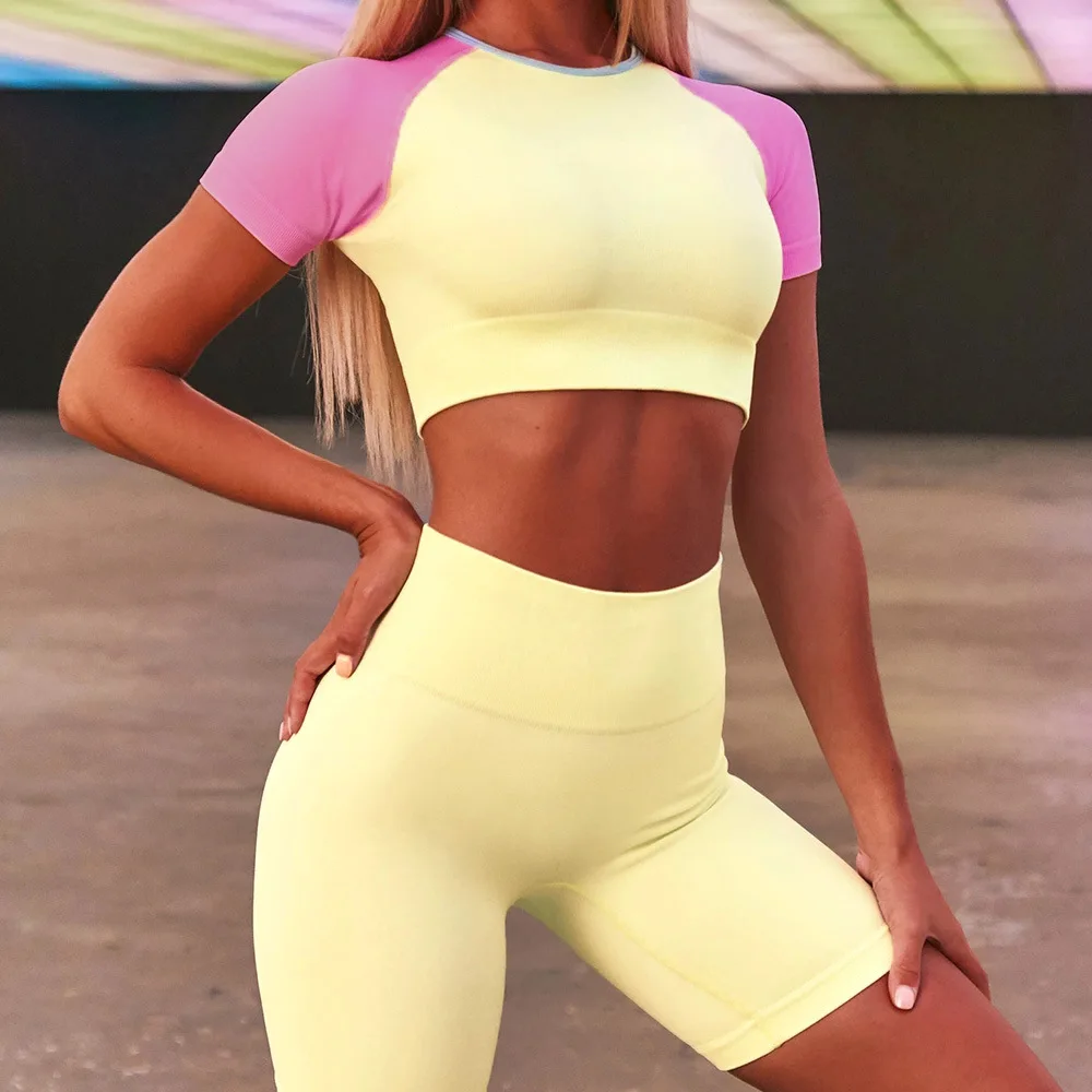 Fashion Custom Yoga Workout Short Sleeve Shirt Shorts Set Gym Sports Fitness Pants Suit For Women
Fashion Custom Yoga Workout Short Sleeve Shirt Shorts Set Gym Sports Fitness Pants Suit For Women