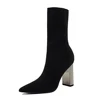 3128-2 bigtree women's shoes short tube women's boots metal with thick with high heel sexy nightclub was thin pointed wool boots
