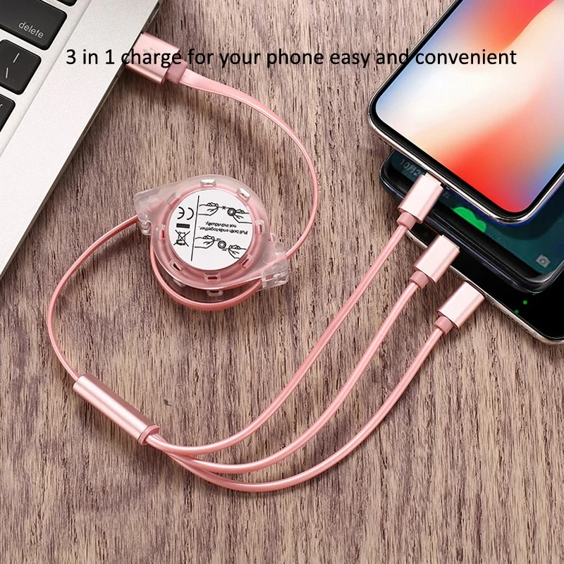 New Retractable 3 in 1 micro usb cable USB C - ANKUX.COM