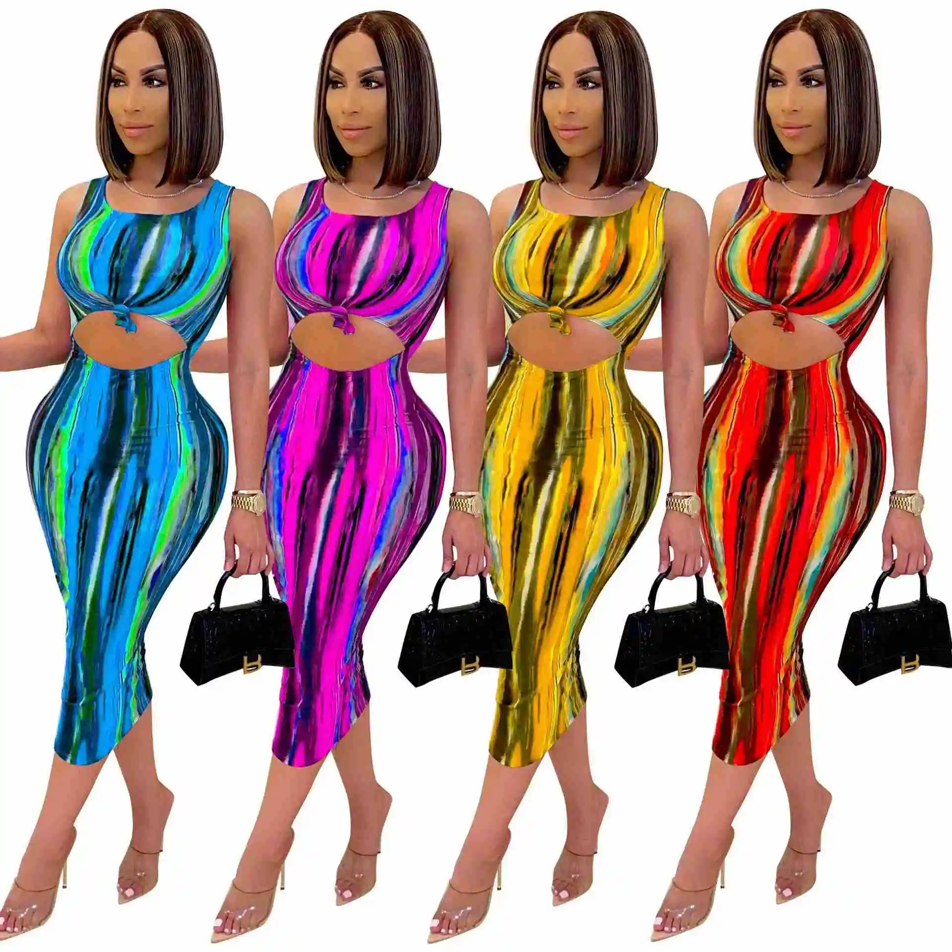 Women Dress Print Sleeveless O-Neck Hollow Out Stretchy Bodycon Pencil Midi Dresses Sexy Fashion Vestidos Summer Outfits
Women Dress Print Sleeveless O-Neck Hollow Out Stretchy Bodycon Pencil Midi Dresses Sexy Fashion Vestidos Summer Outfits