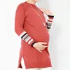 Custom Woman Bodycon Cotton Sweater Mujer Dress Mama Striped Elbow Sleeve Maternity For Pregnant Mather