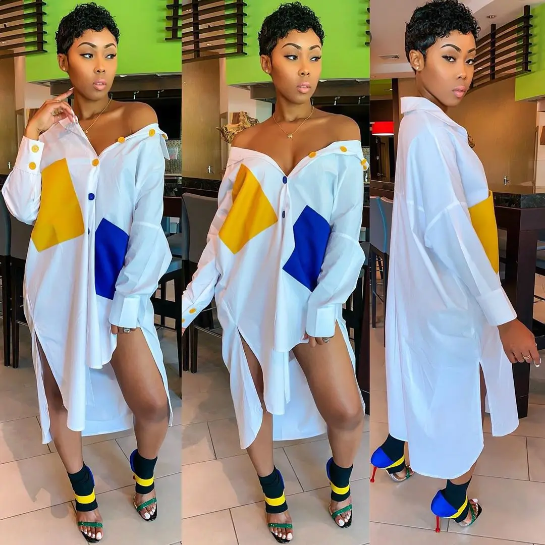 Plus Size Long Sleeve Shirt Dress Women Casual Summer Dress Patchwork Pocket Button Oversize High Low Asymmetrical T Shirt Dress, As show
Plus Size Long Sleeve Shirt Dress Women Casual Summer Dress Patchwork Pocket Button Oversize High Low Asymmetrical T Shirt Dress, As show