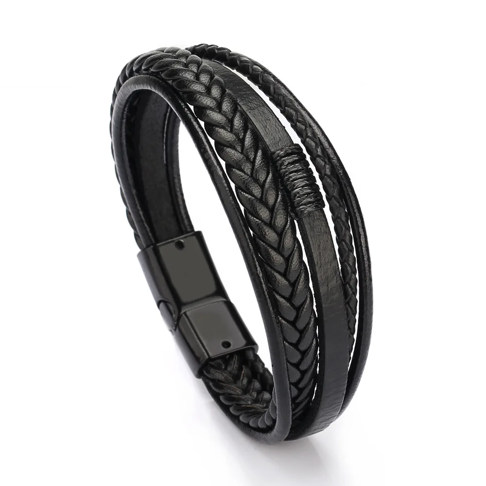 Popular leather bracelet with cow leather rope woven men's leather bracelet and alloy magnetic clasp Bracelet
Popular leather bracelet with cow leather rope woven men's leather bracelet and alloy magnetic clasp Bracelet