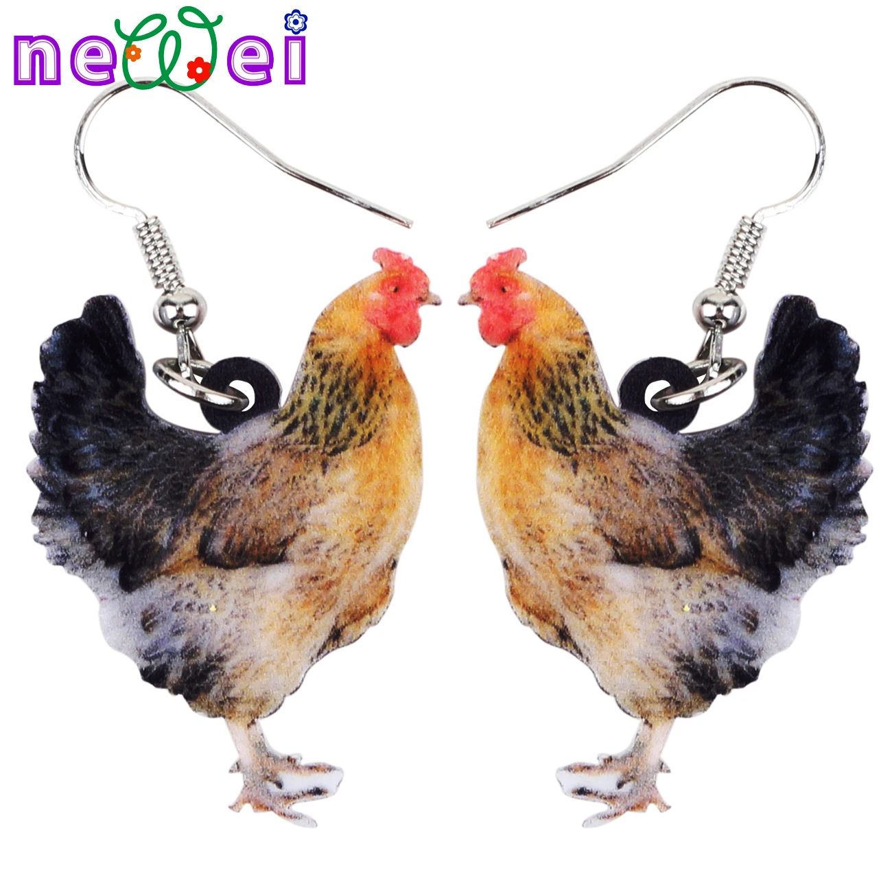 

Acrylic Elegant Chicken Hen Earrings Big Long Dangle Drop Farm Animals Jewelry For Girls Women Ladies Teens Party Charms Gifts, Multicolor