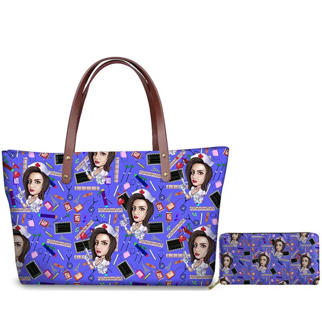 Shoulder Bag Cartoon nurse 3D Printing custom Women purple Handbags 2pcs/set Long Wallets and Hand Bag Casual Top-handle Bags, Customized color
Shoulder Bag Cartoon nurse 3D Printing custom Women purple Handbags 2pcs/set Long Wallets and Hand Bag Casual Top-handle Bags, Customized color