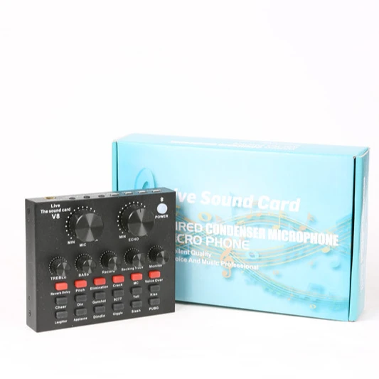 OEM ODM External Soundcard V8 Professional Studio Recording Live Broadcast Sound card Set For Mobilephone Android Iphone IOS
OEM ODM External Soundcard V8 Professional Studio Recording Live Broadcast Sound card Set For Mobilephone Android Iphone IOS