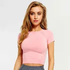 2019 Seamless Short Fitness Wear Gym Top Ladies Slim Training Sportswear Yoga Workout Tops
