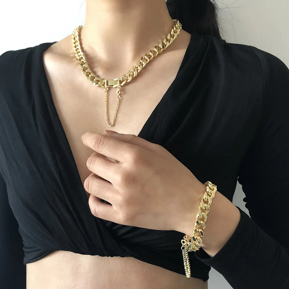 Ding yi Simple retro chain tassel necklace temperament versatile exquisite bracelet set, Gold
Ding yi Simple retro chain tassel necklace temperament versatile exquisite bracelet set, Gold