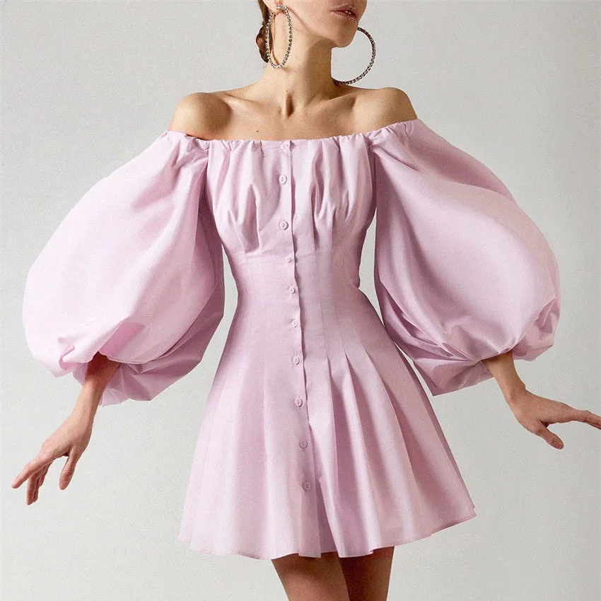 New Arrivals Cotton Puff Sleeve Mini Dress Off Shouder Pleated Casual Dress, White,pink,black
New Arrivals Cotton Puff Sleeve Mini Dress Off Shouder Pleated Casual Dress, White,pink,black