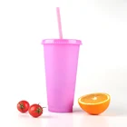 Customizable color changing plastic tumbler funny color changing tumbler cups with straw lids