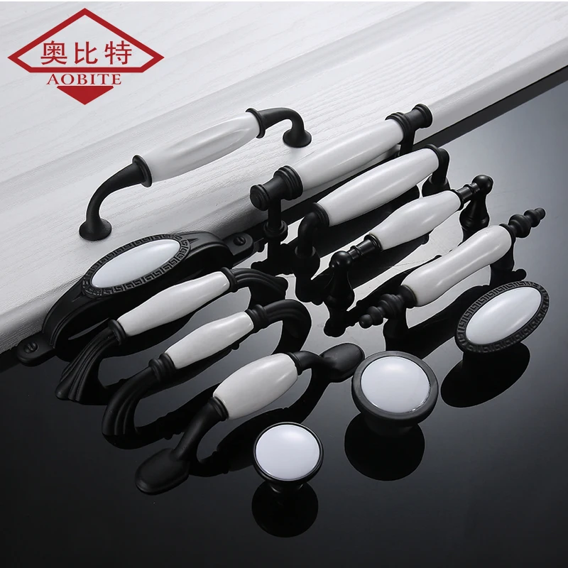 AOBITE black and white Chinese cabinet door handle white simple ceramic cabinet door handle wardrobe handle single hole
AOBITE black and white Chinese cabinet door handle white simple ceramic cabinet door handle wardrobe handle single hole