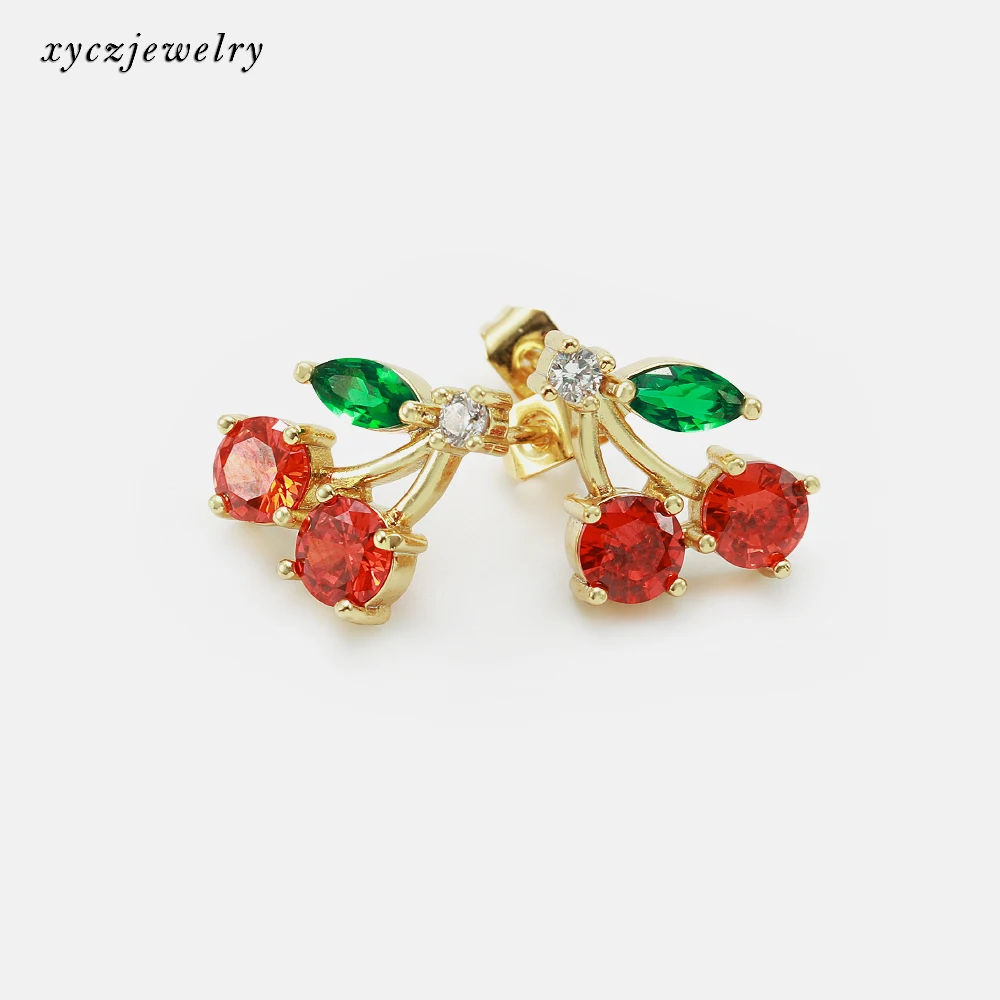 2021 European and American small fruit charm stud earrings big zircon jewelry party gift red cherry earrings, Red + green + white
2021 European and American small fruit charm stud earrings big zircon jewelry party gift red cherry earrings, Red + green + white