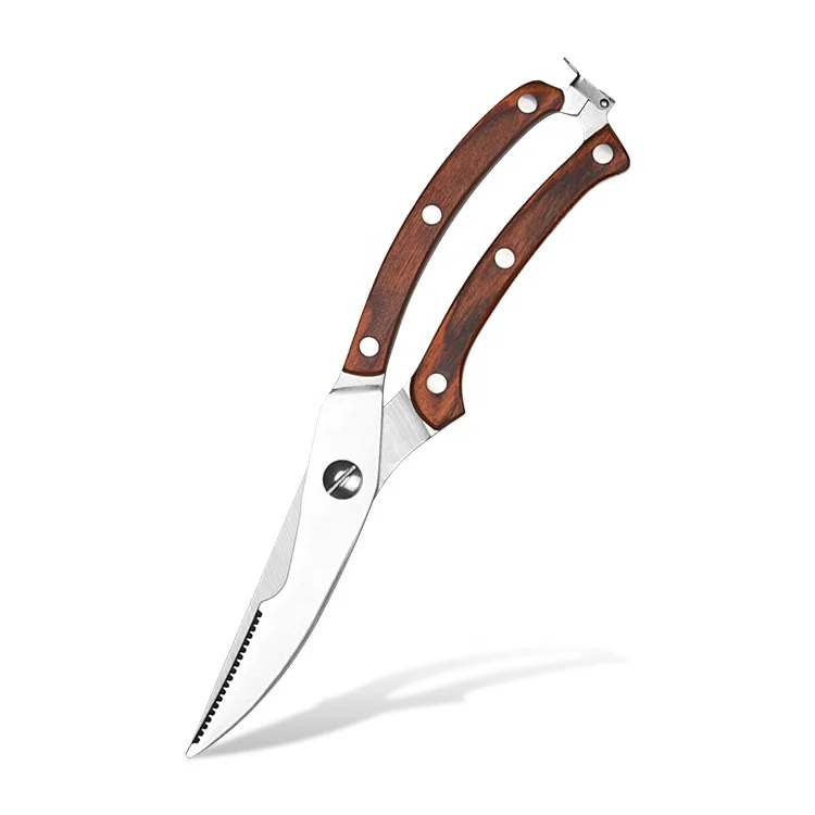 Asiakey Strong Kitchen Shear Stainless Steel Poultry Fish Chicken Bone Scissors