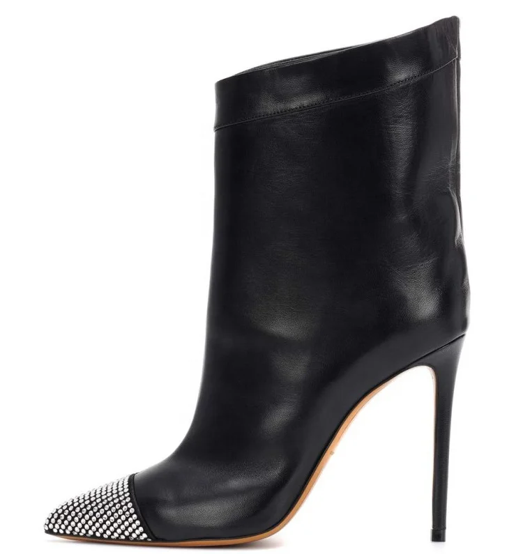Popular Women Sparkle Rhinestone Short Boots Women's High Heels Shoes Pointed toe Stiletto Ankle Boots Slip on Lady Boots, Black
Popular Women Sparkle Rhinestone Short Boots Women's High Heels Shoes Pointed toe Stiletto Ankle Boots Slip on Lady Boots, Black