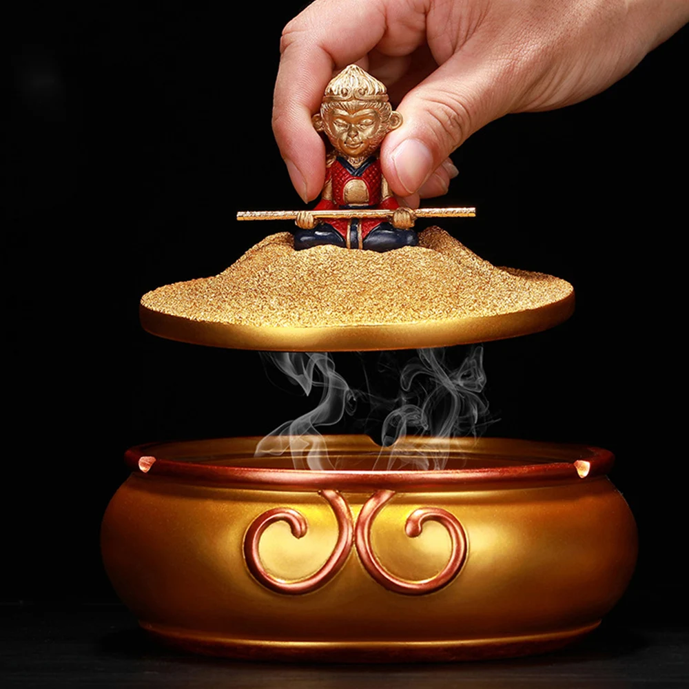 Chinese style home decoration accessories resin fly ash with lid anti-flying ashtray Monkey King
Chinese style home decoration accessories resin fly ash with lid anti-flying ashtray Monkey King