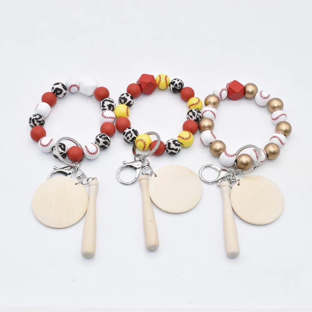 USA baseball printed wooden beads with bat bracelet keyring for adult and kids style
USA baseball printed wooden beads with bat bracelet keyring for adult and kids style