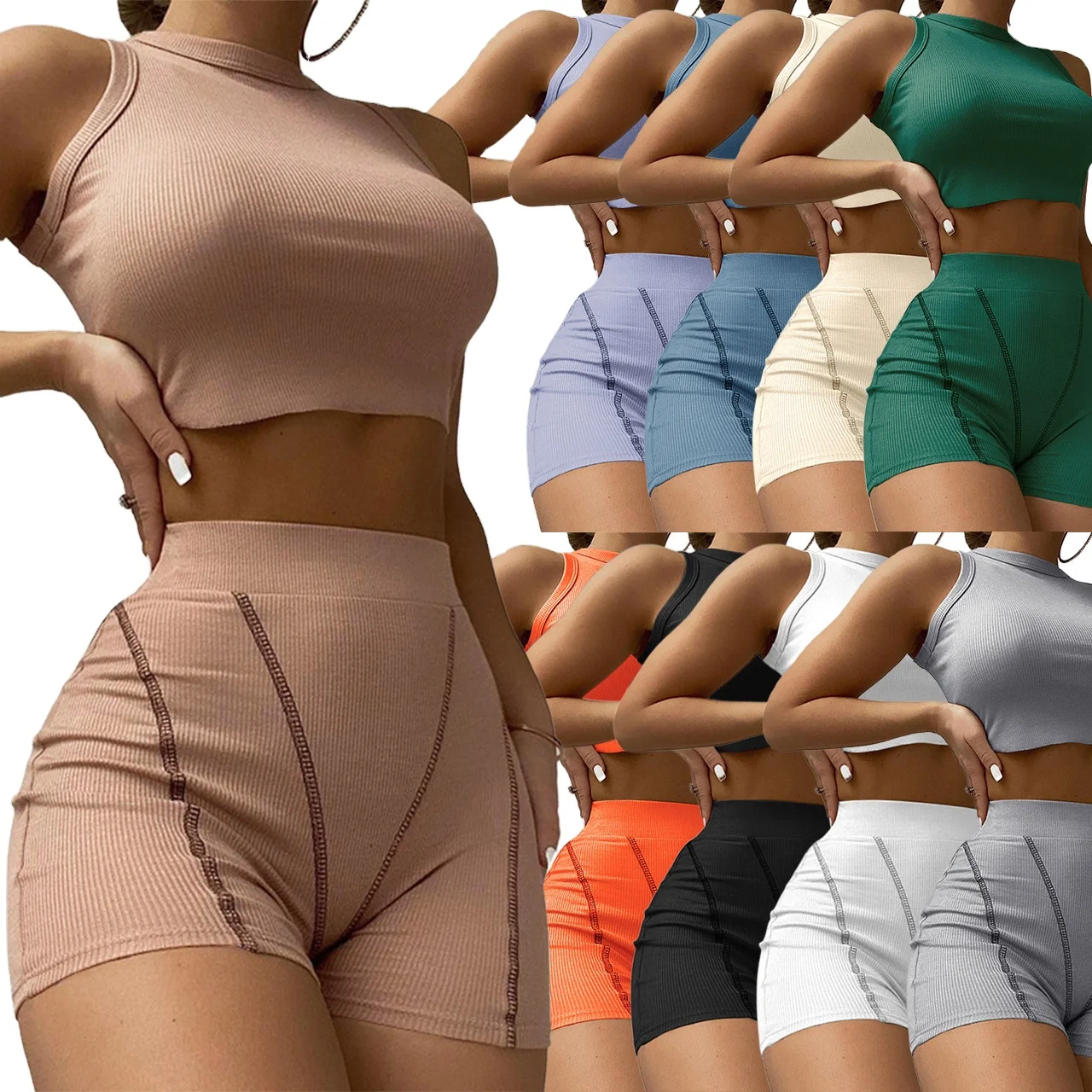 2022 Hot Sale Solid Thread Two Piece Shorts Set Summer Women Clothes Crop Tank Top 2 Piece Biker Short Set
2022 Hot Sale Solid Thread Two Piece Shorts Set Summer Women Clothes Crop Tank Top 2 Piece Biker Short Set