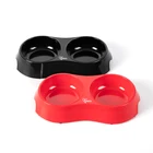Stainless Steel Double Small Melamine Pet Bowl With Non-Skid Rubber Feet Food Water Dish Feeder For Dogs Cats And Pets