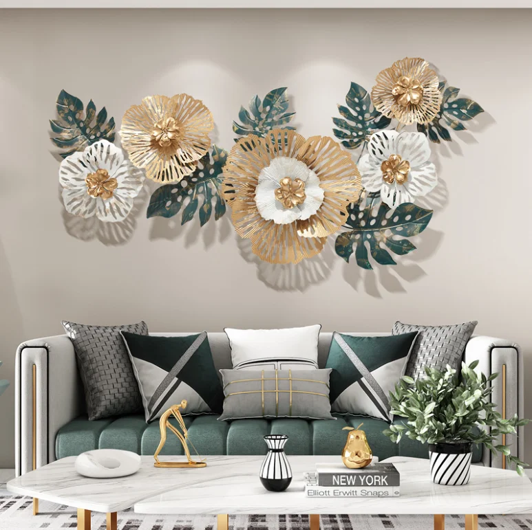 Chinese style villa large size home art metal flower decorations for wall, Gold-green
Chinese style villa large size home art metal flower decorations for wall, Gold-green