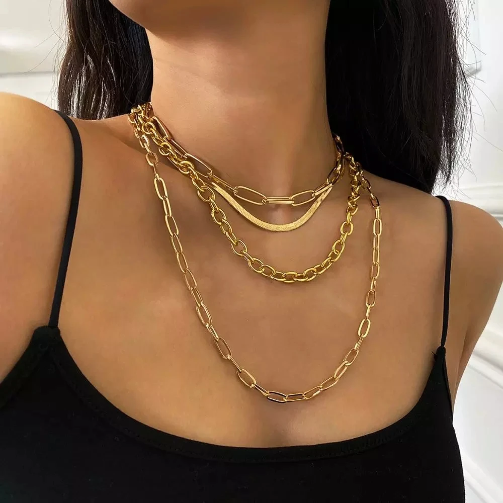 Gothic Punk Cuban Choker Necklace Collar Statement Thick Chain Chunky Necklace Steampunk Jewelry For Women Men, Gold color+silver color
Gothic Punk Cuban Choker Necklace Collar Statement Thick Chain Chunky Necklace Steampunk Jewelry For Women Men, Gold color+silver color