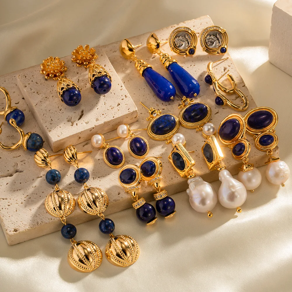 Newest Vintage Gemstones Earrings for Lady Waterproof Gold Plated Stainless Steel Earrings Wholesale Fashionable Jewelry Gifts
Newest Vintage Gemstones Earrings for Lady Waterproof Gold Plated Stainless Steel Earrings Wholesale Fashionable Jewelry Gifts