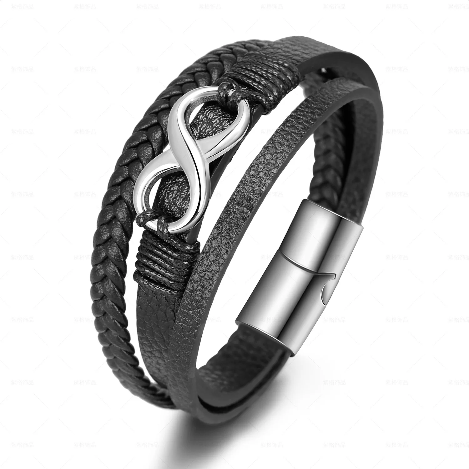 European Braided Infinite Multilayer Leather Bangle Bracelet Men's Stainless Steel Infinite Sign Leather Bracelet Wristband
European Braided Infinite Multilayer Leather Bangle Bracelet Men's Stainless Steel Infinite Sign Leather Bracelet Wristband
