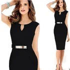 Women Summer Geometric Stitching Color Short Sleeves Slim Pencil Latest Formal Dresses Patterns