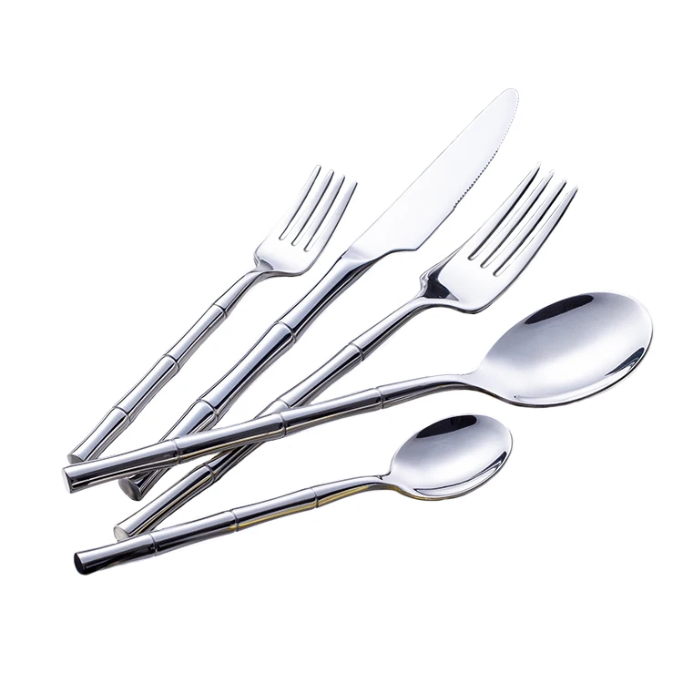 Wholesale Fork and Knife Set Silver cutlery with Bamboo Shaped Handle Spoon Fork Knife Cutlery, Silver,gold,rose gold,black,rainbow
Wholesale Fork and Knife Set Silver cutlery with Bamboo Shaped Handle Spoon Fork Knife Cutlery, Silver,gold,rose gold,black,rainbow
