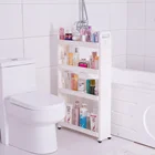 4 Layers Plastic Bathroom Shampoo Soap Rack Kitchen Spice Bottle Holder Storage Trolley On Rollers Crevice Shelves