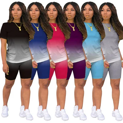 Sport Wear 2 Piece Women Summer Short Sets Womens Casual Loose Biker Gradient Two Piece Short Sets, Solid black/blue/pink/cotton two piece set for women
Sport Wear 2 Piece Women Summer Short Sets Womens Casual Loose Biker Gradient Two Piece Short Sets, Solid black/blue/pink/cotton two piece set for women