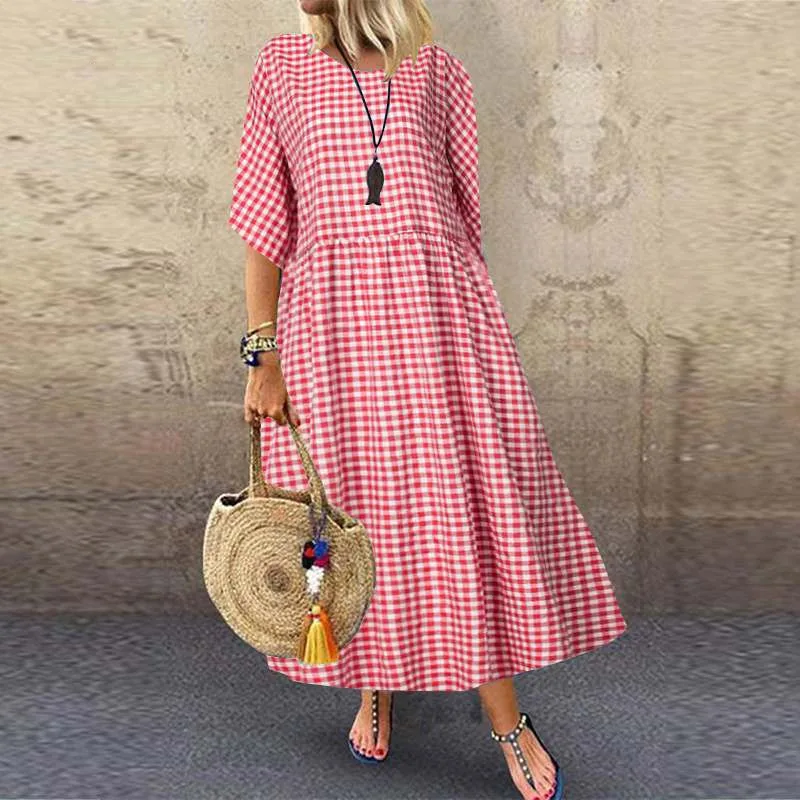 Women Plaid Check Summer Dress 2020 Female Casual Cotton Linen Maxi Vestidos Plus Size Ladies Bohemian Beach Sundress, Red,blue,yellow
Women Plaid Check Summer Dress 2020 Female Casual Cotton Linen Maxi Vestidos Plus Size Ladies Bohemian Beach Sundress, Red,blue,yellow