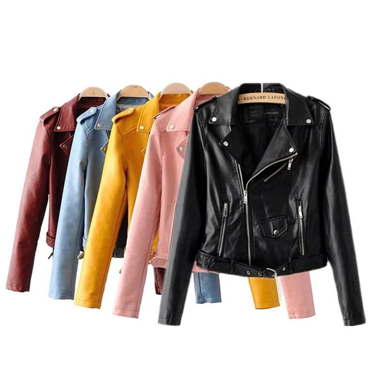 Women's Leather Jacket High Quality Cropped Coat Trendy Plus Size Motorcycle Jacket Ladies PU Leather Clothing, 5 colors
Women's Leather Jacket High Quality Cropped Coat Trendy Plus Size Motorcycle Jacket Ladies PU Leather Clothing, 5 colors